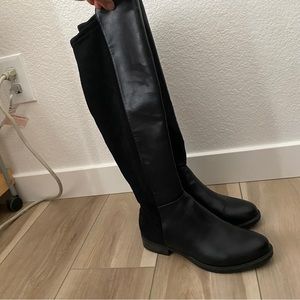 Black Leather/Suede Knee High Boots